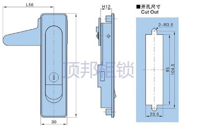 頂邦柜鎖 MS730-2 專為配電箱機柜門設計的便捷平面鎖